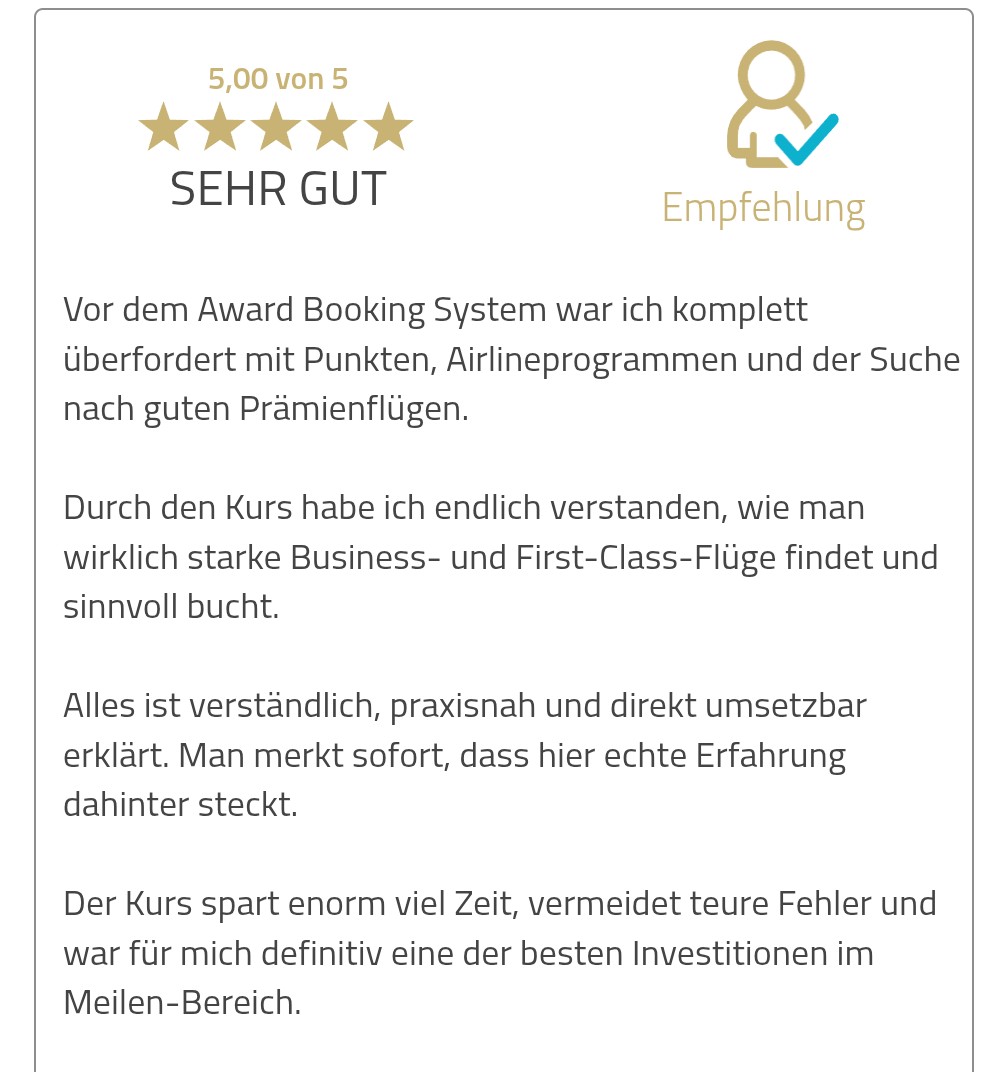 ProvenExpert-Bewertung mit 5,00 von 5 zum Award Booking System